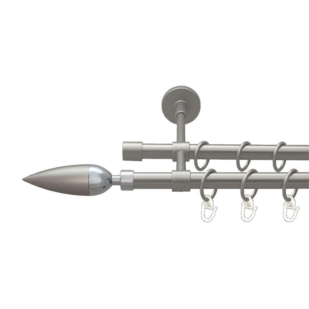 Карниз Orvit Лінея металевий дворядний закритий гладка труба кільце металеве Сатин 16\16 мм 200 см (00-00022622) Львів - фото 1
