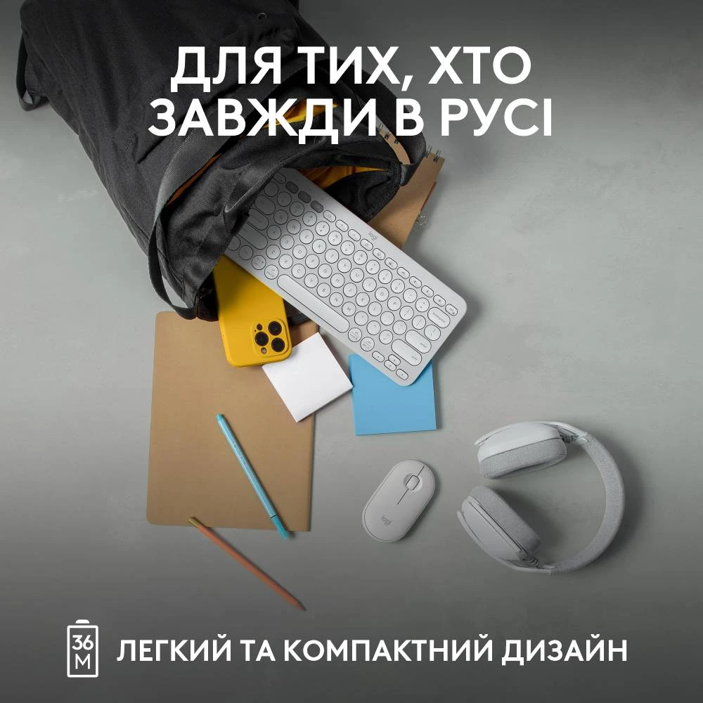 Клавіатура Logitech K380s Pebble Keys 2 Tonal White (6915630) Київ - фото 10