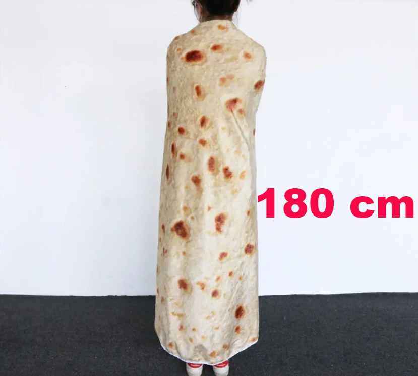 Плюшевий Плед лаваш 180 см БЕЖ, ОРИГІНАЛЬНЕ ФОТО ПЛЕД, 3D Плед буріто, покривало у вигляді лавашу Кременчук - фото 1