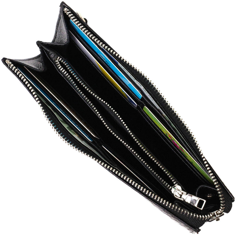 Місткий чоловічий клатч із натуральної шкіри з тисненням під крокодила BOND 22049 Чорний Київ - фото 7