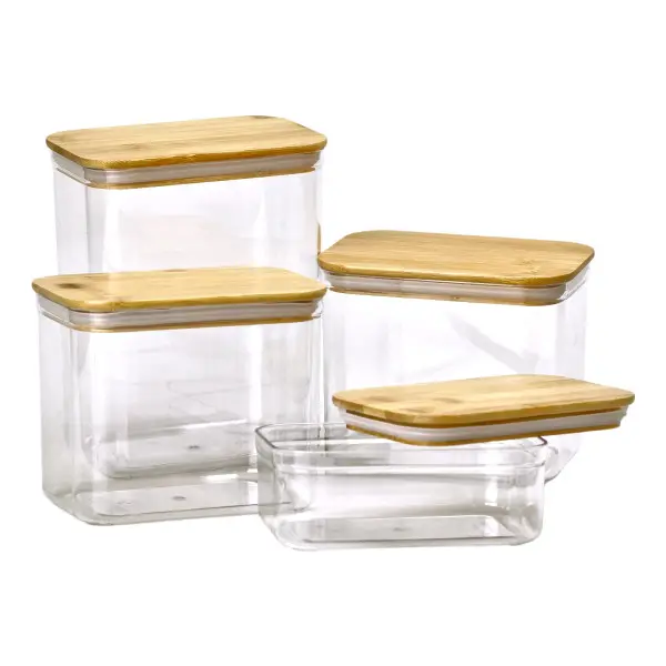 Набор банок для сыпучих продуктов с бамбуковыми крышками Киев - изображение 2