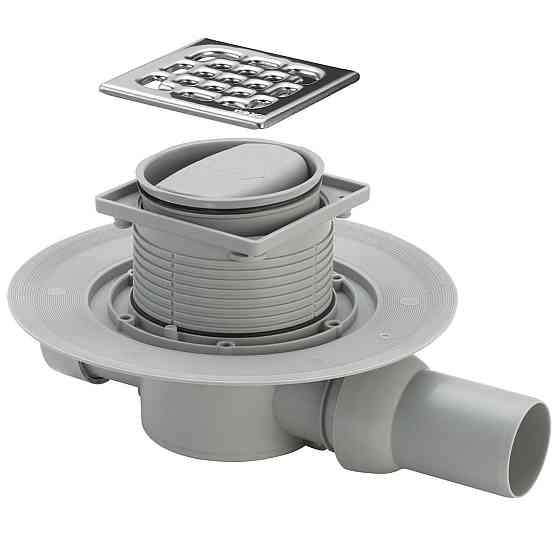 Трап із сухим закривом VIEGA ф50, неірж., решітка 100*100, горизонт. 583217 Київ