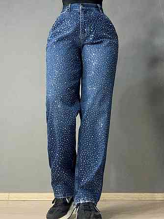 Джинсы женские Amore 1500 skater mom с россыпью камешков синие, синий, 27, 27, 78 см, 111 см Киев