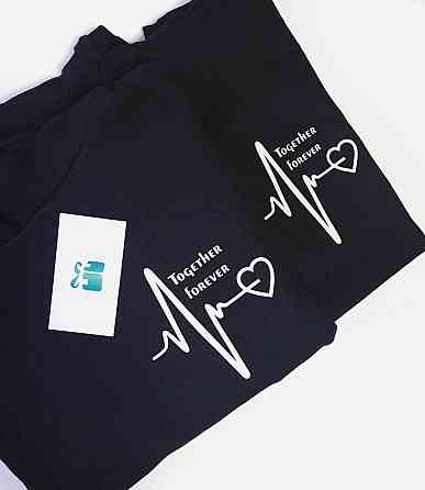 Чорні Парні футболки для хлопця та дівчини — together forever Чернівці