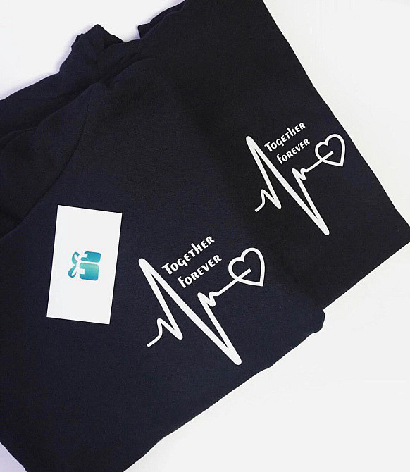 Чорні Парні футболки для хлопця та дівчини — together forever Чернівці - фото 1