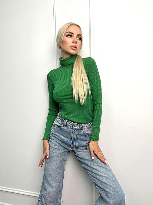 Жіночий гольф в рубчик "Made" оптом | Норма Зелений, 42-44 Київ - фото 3