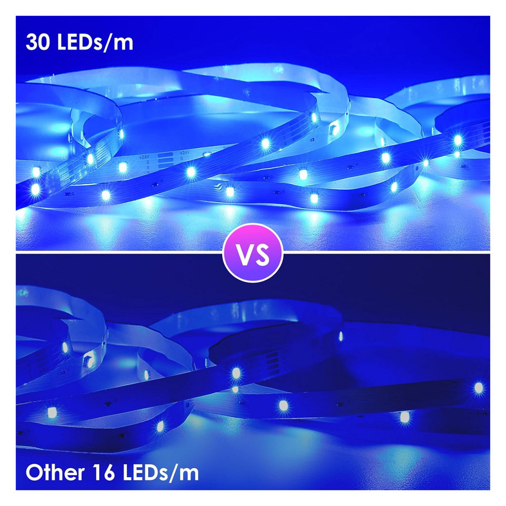 Світлодіодна стрічка LED стрічка HOVVIDA RGB 5 м 150 LED 30 LED/м керування APP пульт 44 клавіші музичний режим мікрофон таймер Київ - фото 3