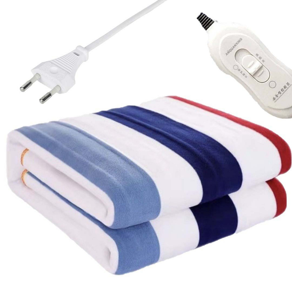 Электропростынь односпальная YASAM 160х120 см, Разноцветная полоска / Мягкая электропростыня с подогревом Киев - изображение 1