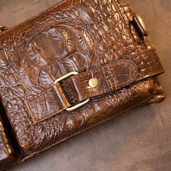 Бананка поясная под кожу рептилии унисекс Vintage 20401 Коричневая Киев