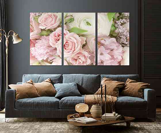 Модульная картина в гостиную / спальню  Троянди   ART-027_3A 70х130 см Киев
