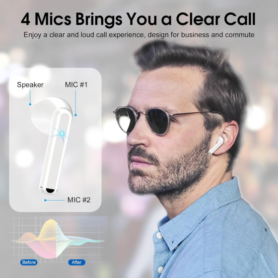 Беспроводные наушники OYIB MD058A Black — Bluetooth 5.3 наушники с 4 микрофонами ENC и LED дисплеем Киев