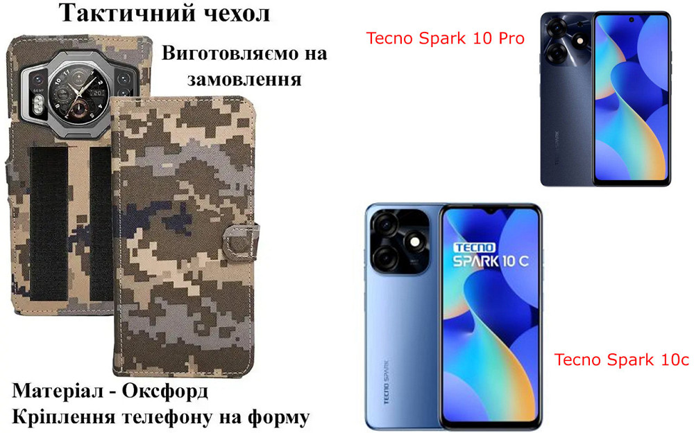 Тактический чехол для Realme C67 4G, Realme C67 5G, крепится к снаряжению на липучке Киев - изображение 1