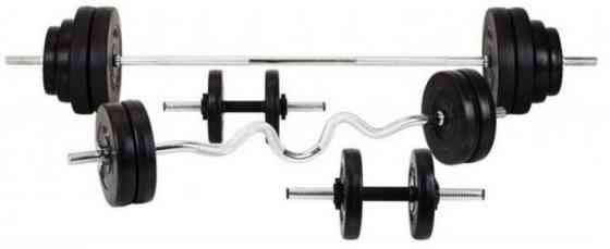 Штанга набірна + W-подібний гриф з гантелями на 85 кг Гантелі, гирі, штанги та диски ударостійкий пластик Київ