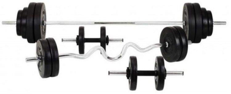 Штанга наборная + W-образный гриф с гантелями на 85 кг Гантели, гири, штанги и диски ударостойкий пластик Киев - изображение 2