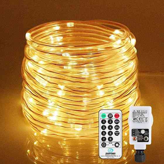 Світлодіодна гірлянда шланг LooHome 20 м, 200 LED, тепле світло, IP44, з пультом, для вулиці, свята Київ