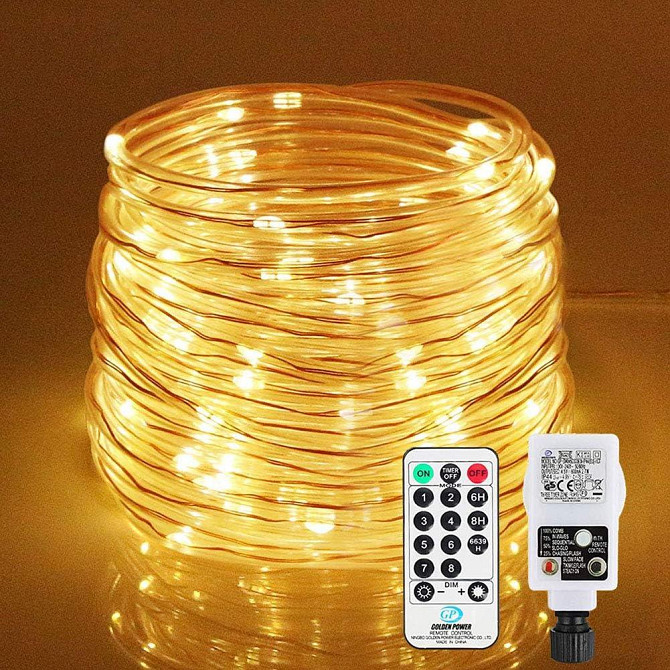 Светодиодная гирлянда шланг LooHome 20 м, 200 LED, тёплый свет, IP44, с пультом, для улицы, праздник Киев - изображение 2