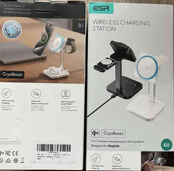 Беспроводная зарядная станция для iphone ESR Qi2 3 w1 Cryoboost 15Вт. Киев