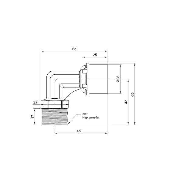 Куточок прес Icma 26х3/4" НР No404 Київ