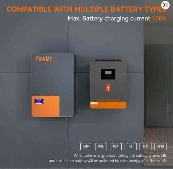 Гибридный инвертор Powmr 4200W POW-HVM4.2K-24V-D, 24В-4200Вт/12В-2300В. Харків