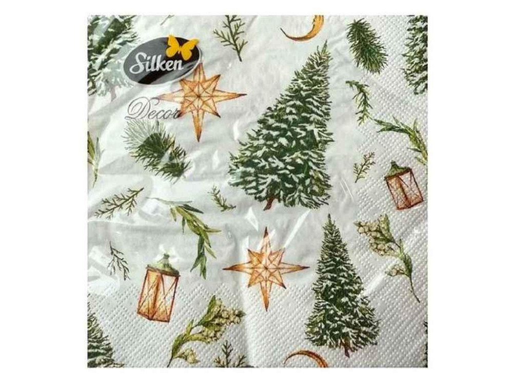 Салфетки с рисунком Новый Год 18шт бумажные Зимняя ЯЛИНКА 33*33 3слой ТМ SILKEN Киев - изображение 1