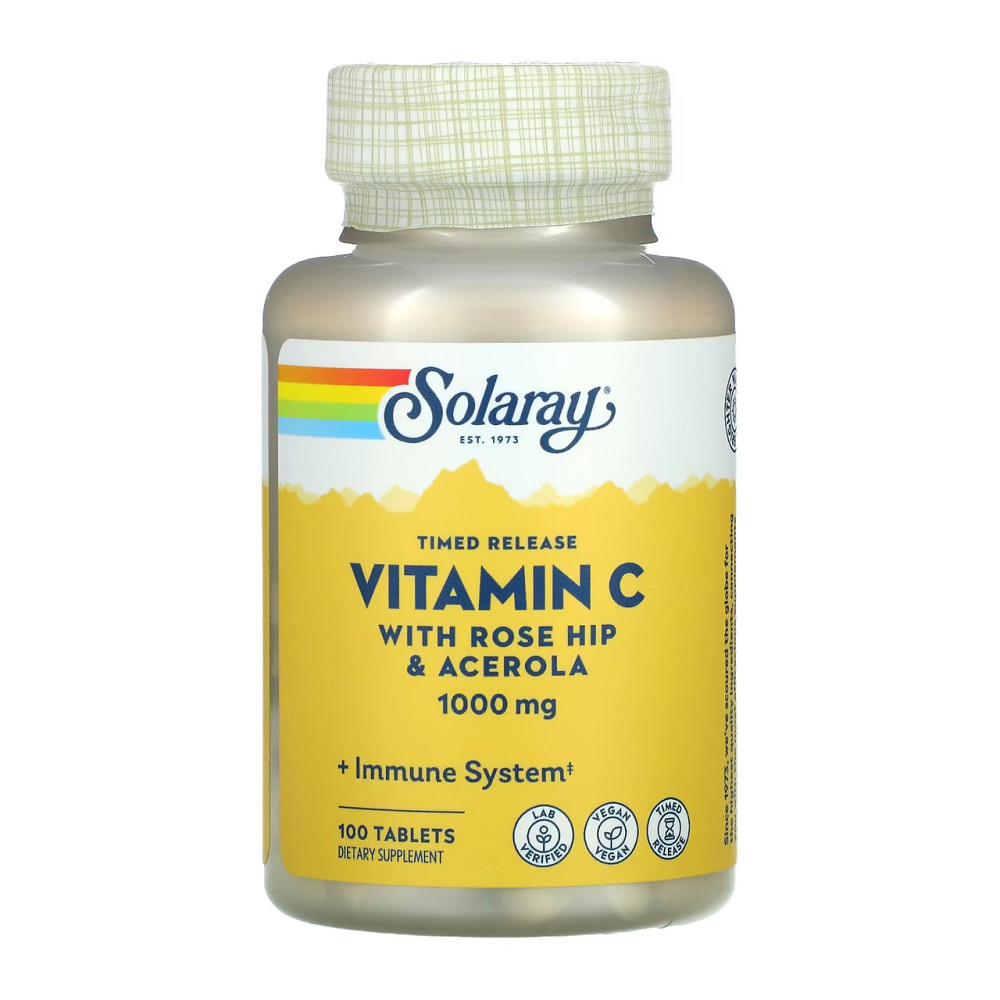 Витамин С Solaray Vitamin C with Rose Hips & Ace 1000mg 100 tabs Киев - изображение 1