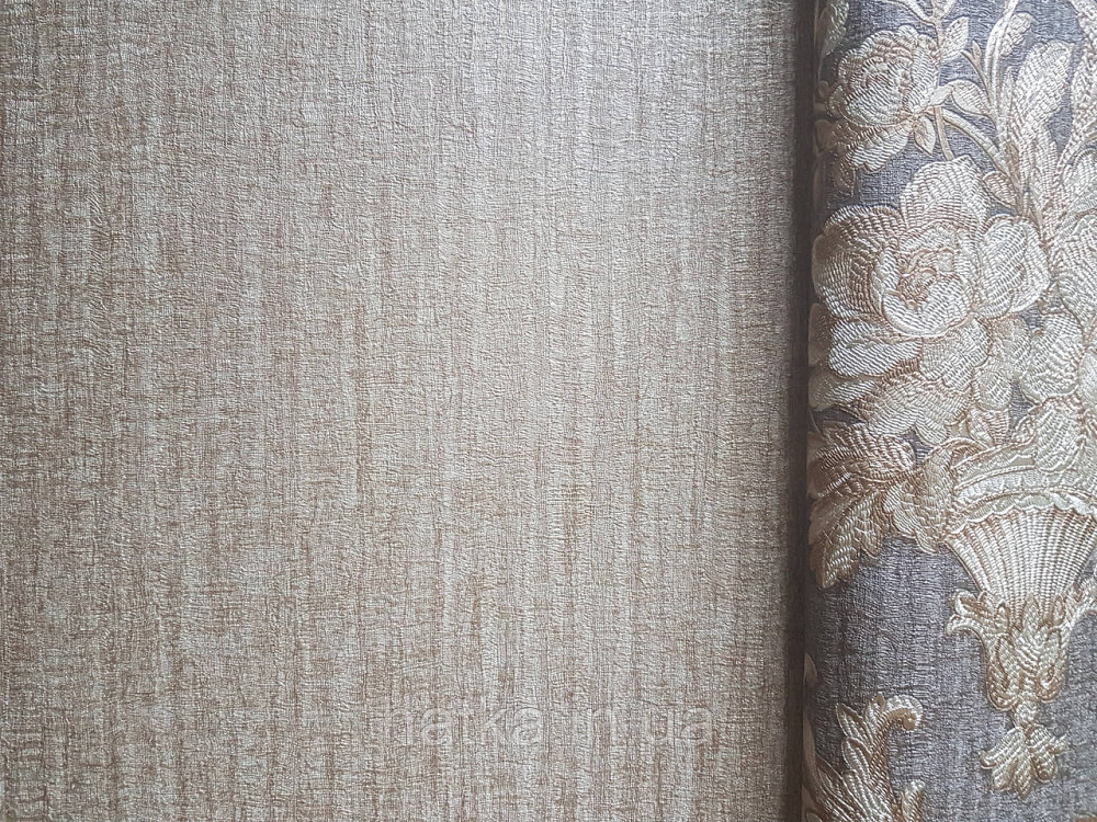 Обои виниловые на флизелине AdaWall Seyyah1.06х10 однотонные полосы структурные золотистые коричневые Киев - изображение 2