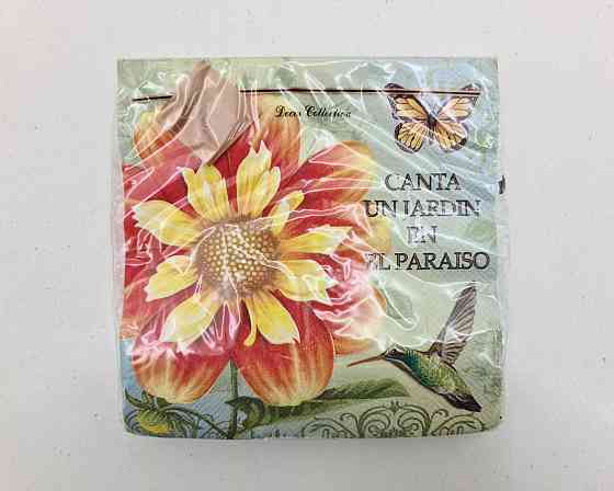 Бумажная салфетка цветочной тематики (ЗЗхЗЗ, 20шт) Luxy  Колибри в саду гербер (2078) (1 пачка) Харьков