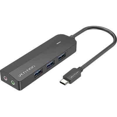 Концентратор Vention USB 3.1 Type-C to 3xUSB 3.0+MicroUSB+3.5mm Sound Adapter black (TGQBB) Винница