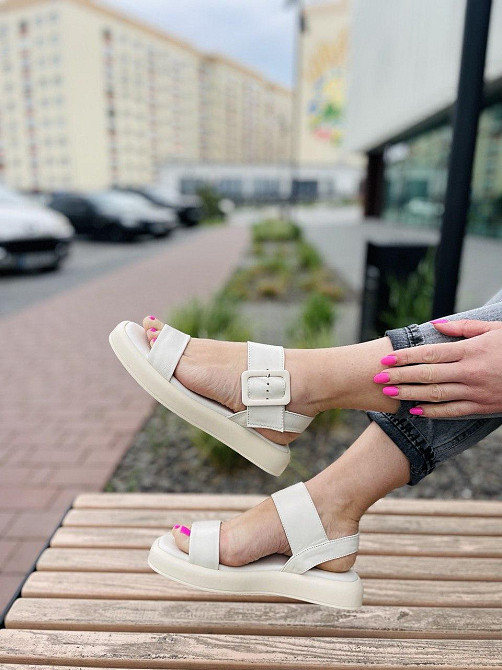 teona Босоніжки жіночі бежеві TEONA 286 літні з натуральної шкіри / Літнє взуття на низькому хо Коломыя - изображение 2