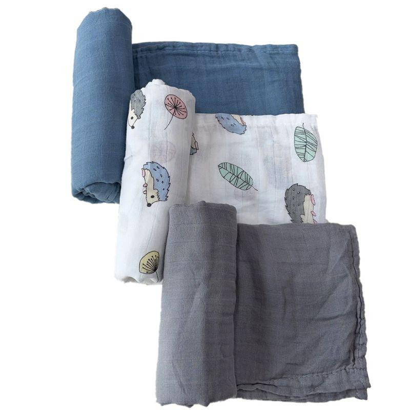 Набор органических пеленок Lovely Svi 3 шт – мягкие, дышащие, размер ХL- 110 x 115 см Ежики Киев - изображение 1