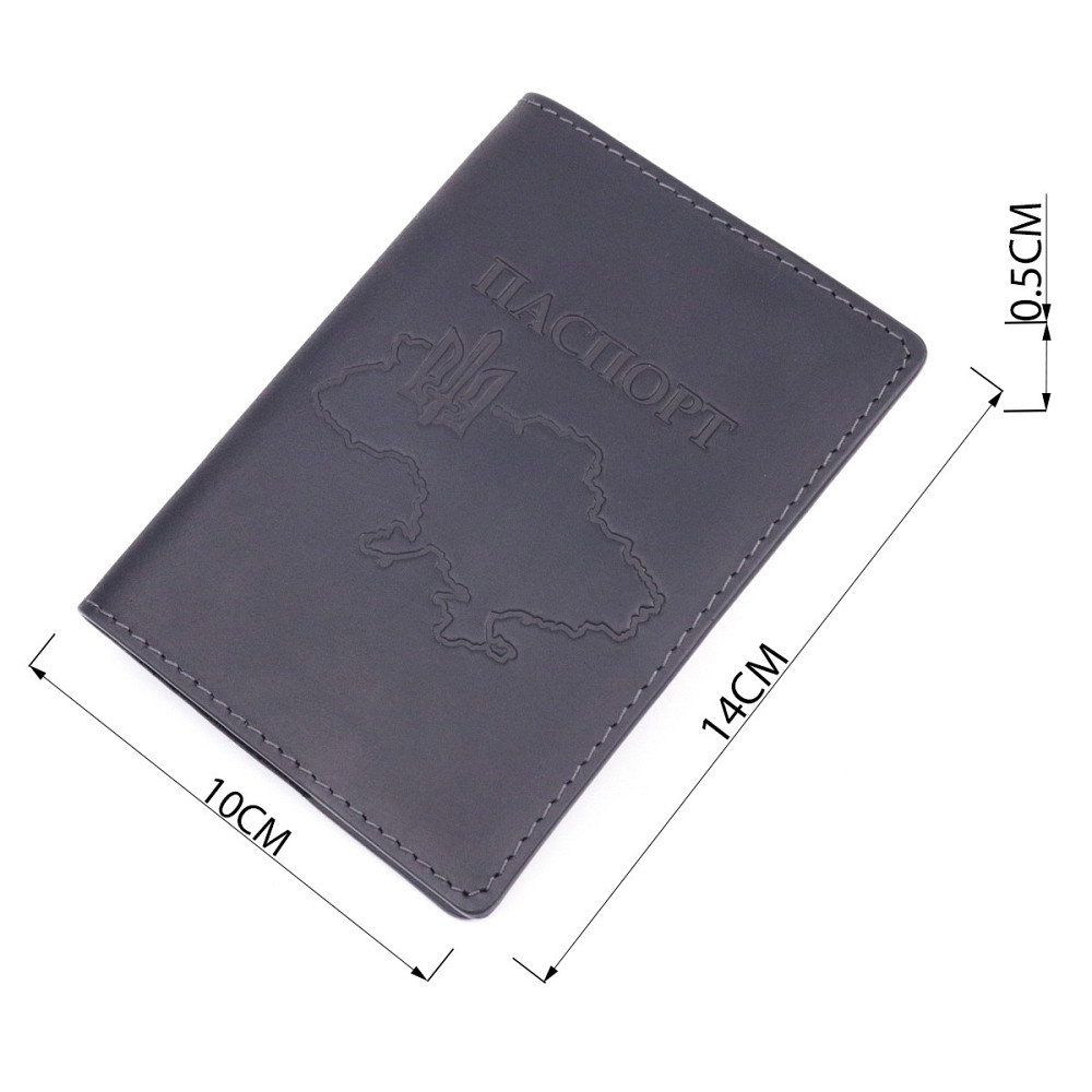Стильна обкладинка на паспорт у вінтажній шкірі Карта GRANDE PELLE 16770 Чорна Київ - фото 3