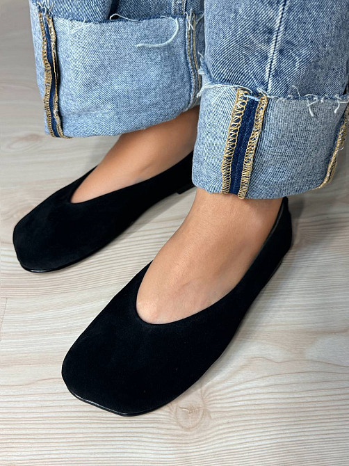 Балетки женские Zemira 23-0582 замшевые квадратный носок черные, 38, 24,5 см Киев - изображение 7