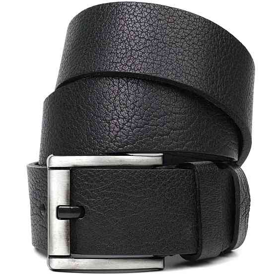 Чоловічий джинсовий ремінь з механічною пряжкою з натуральної шкіри BOND 22070 Чорний Київ