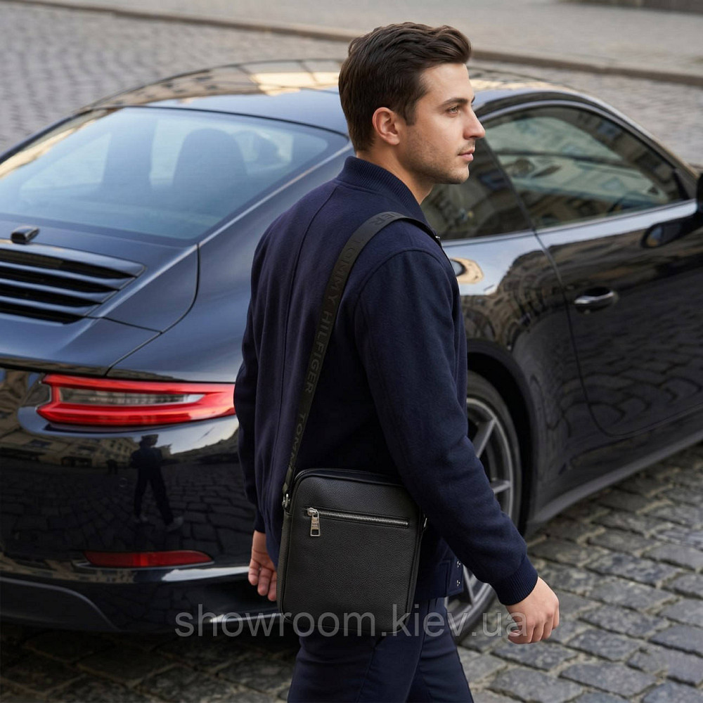Чоловіча брендова сумка через плече Tommy (6210) чорна Київ - фото 4