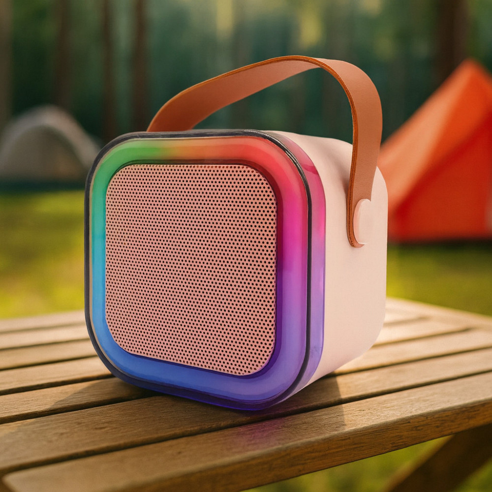 Дитяче караоке + 2 мікрофони, К12 Рожевий / Блютуз колонка з RGB підсвіткою / Бездротове міні-караоке Київ - фото 7