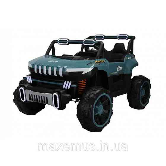 Детский электромобиль джип Spoko SP-8688 Зеленый (Полный привод 4х4, 2 местный, пульт р/к, 12V, Bluetooth) Мостиска