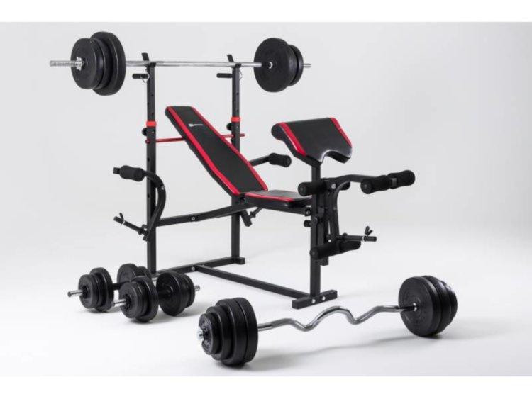 Скамья для жима с тягой + 4 грифа + 115 кг блинов Гантели, гири, штанги и диски АВС пластик комплект Киев - изображение 3