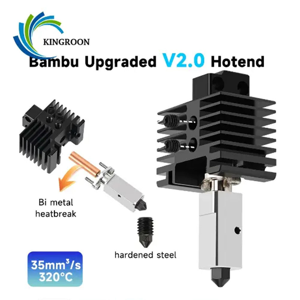 Улучшенный хотенд KINGROON для Bambulab P1P, P1S (биметаллическое горло, сопло из закаленной стали) Киев - изображение 3