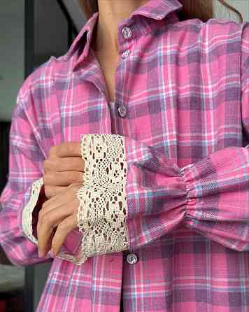 Жіноча стильна повсякденна в клітинку сорочка фланель Одеса