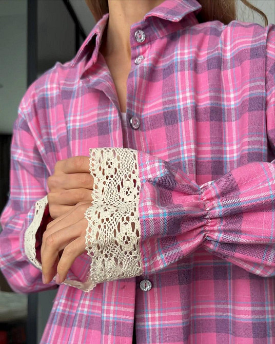 Жіноча стильна повсякденна в клітинку сорочка фланель Одеса - фото 4