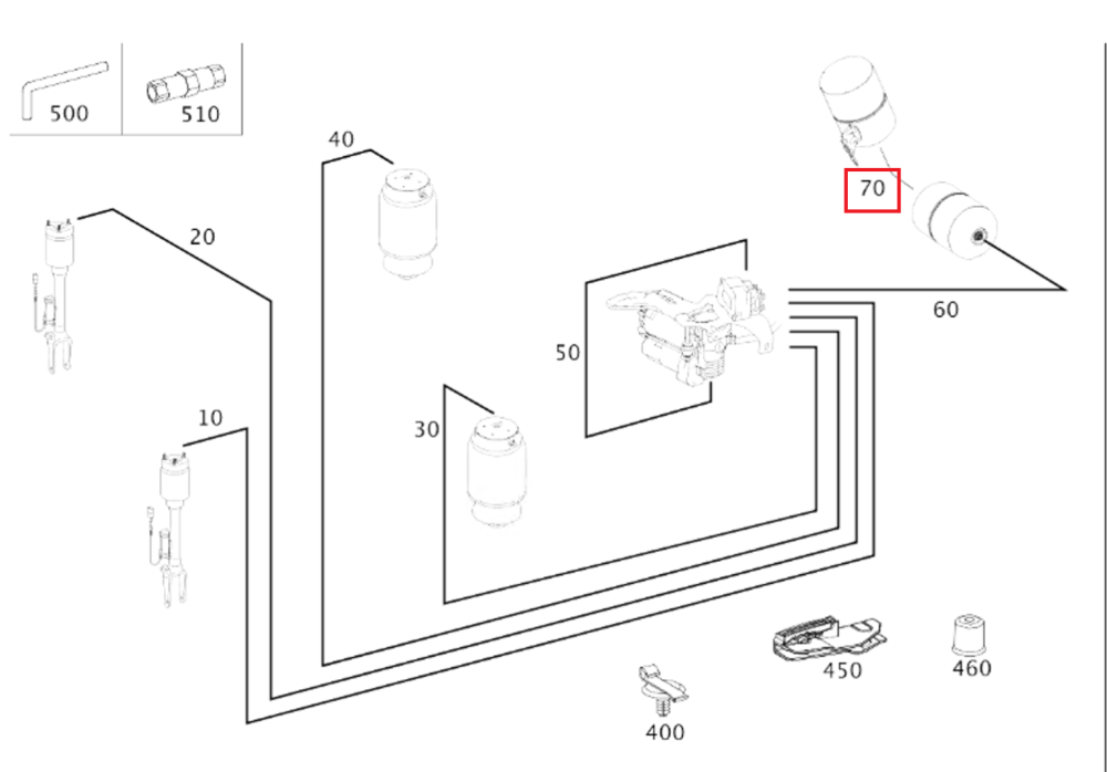 Mercedes-Benz  A1663274545 Трубка пневмопідвіски від розгалужувача до ресивера ML/GLE W166 GL/GLS X166 GLE Coupe C292 Одесса - изображение 2