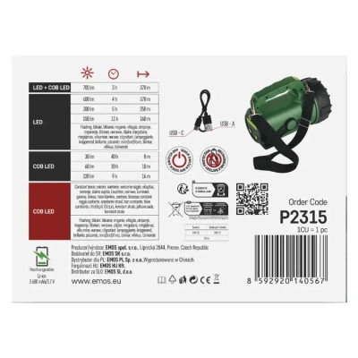 Фонарь EMOS P2315 LED+ COB LED 700 лм 3600 мАг (P2315) Винница - изображение 7