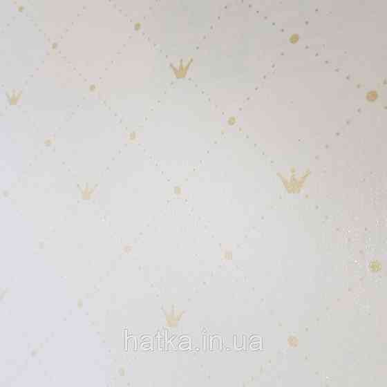 Обои виниловые на флизелине AdaWall Ada Kids метровые детские короны принцессы полоски ромбы на песочном Киев