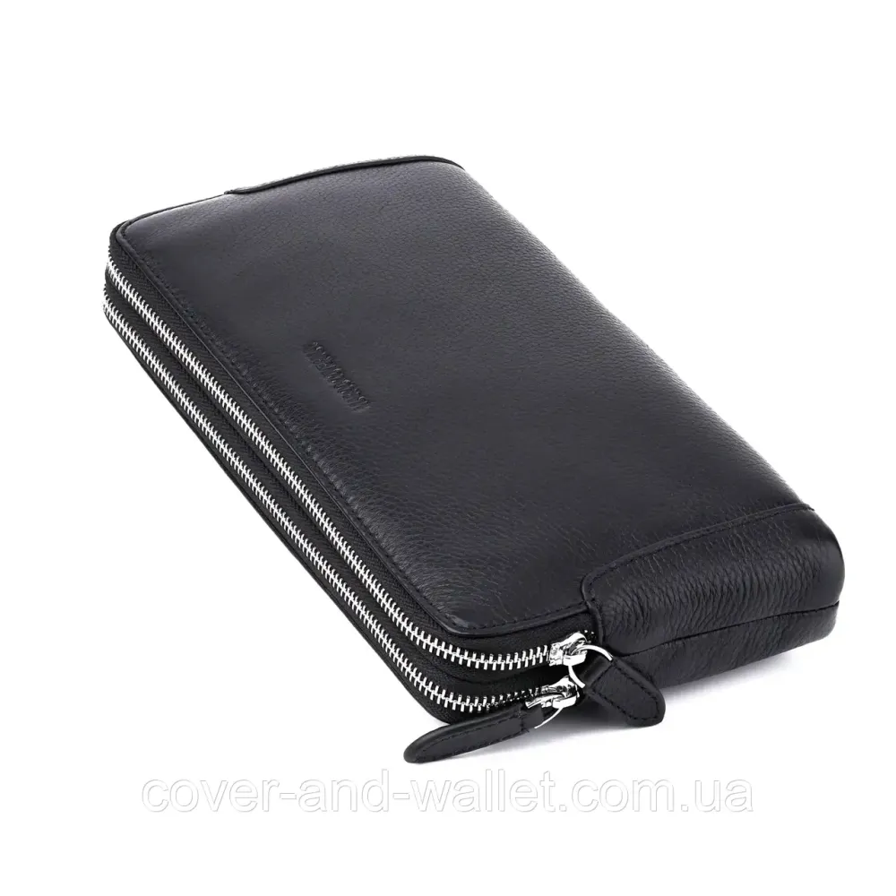 Солідна чоловіча барсетка на дві блискавки із натуральної шкіри Marco Coverna MC 8747-3 Black Київ - фото 5