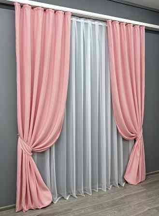 Комплект готових штор VR-Textil Жакард Ібіца № 1732ш Рожевий 150х285 см 2 шт (33-0708) Київ