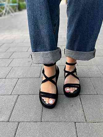 Louisa Босоніжки жіночі чорні Louisa Герда/1 літні з натуральної замші/Замшеві босоніжки на низ Коломыя