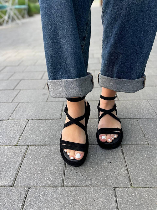 Louisa Босоніжки жіночі чорні Louisa Герда/1 літні з натуральної замші/Замшеві босоніжки на низ Коломыя - изображение 4