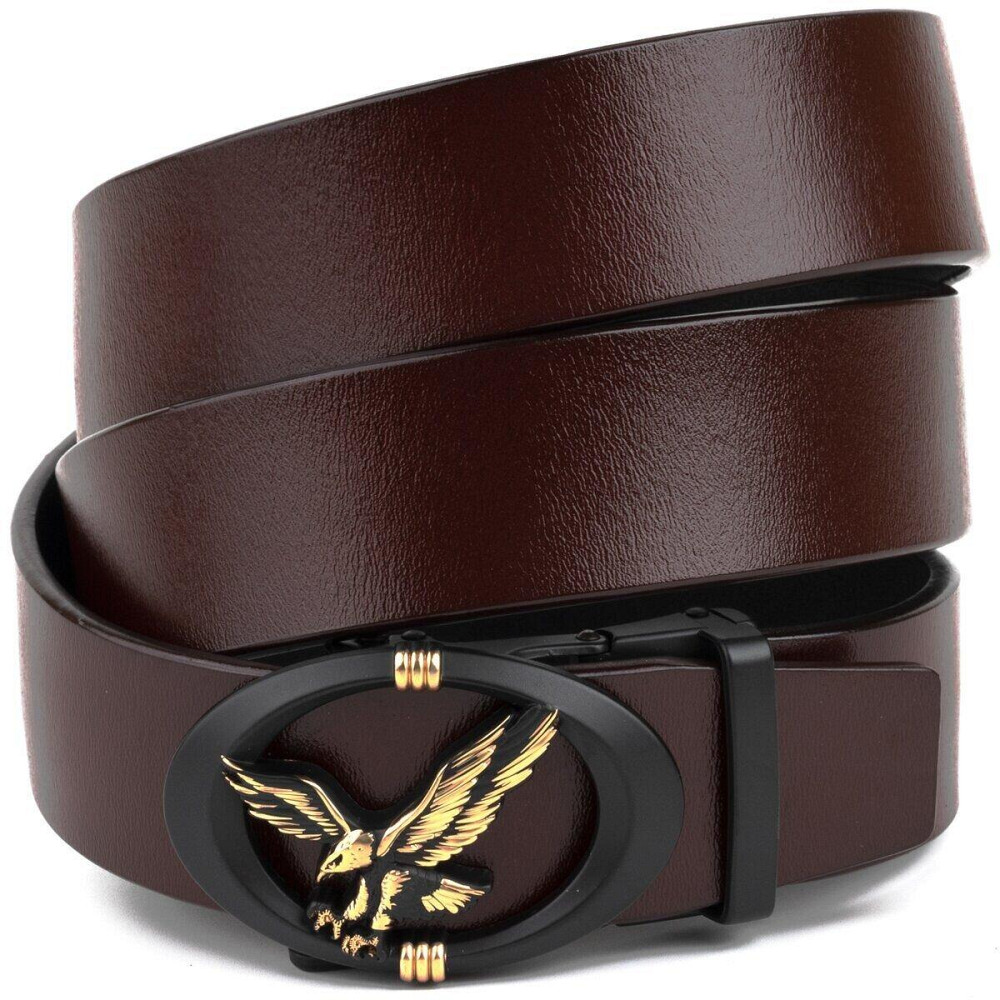 Ремень мужской с пряжкой автомат с силуэтом орла Vintage 20298 Коричневый Киев - изображение 1