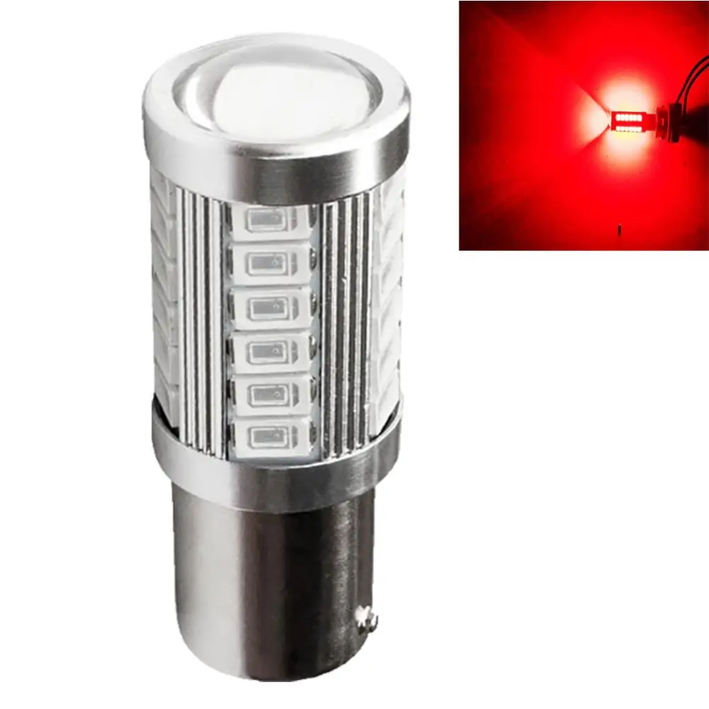 LED лампа 1156 BA15S P21W для авто з 33 SMD 5630 червоного світіння в стоп-сигнал і габаритні вогні Київ - фото 1