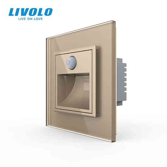 Cвітильник автоматичний для сходів підлоги датчик руху темряви, золотий, 2700K, 220В, 0.35Вт, огляд 120°, затримка 40с, дальність 4м LIVOLO (VL-C7FCL- Коломия